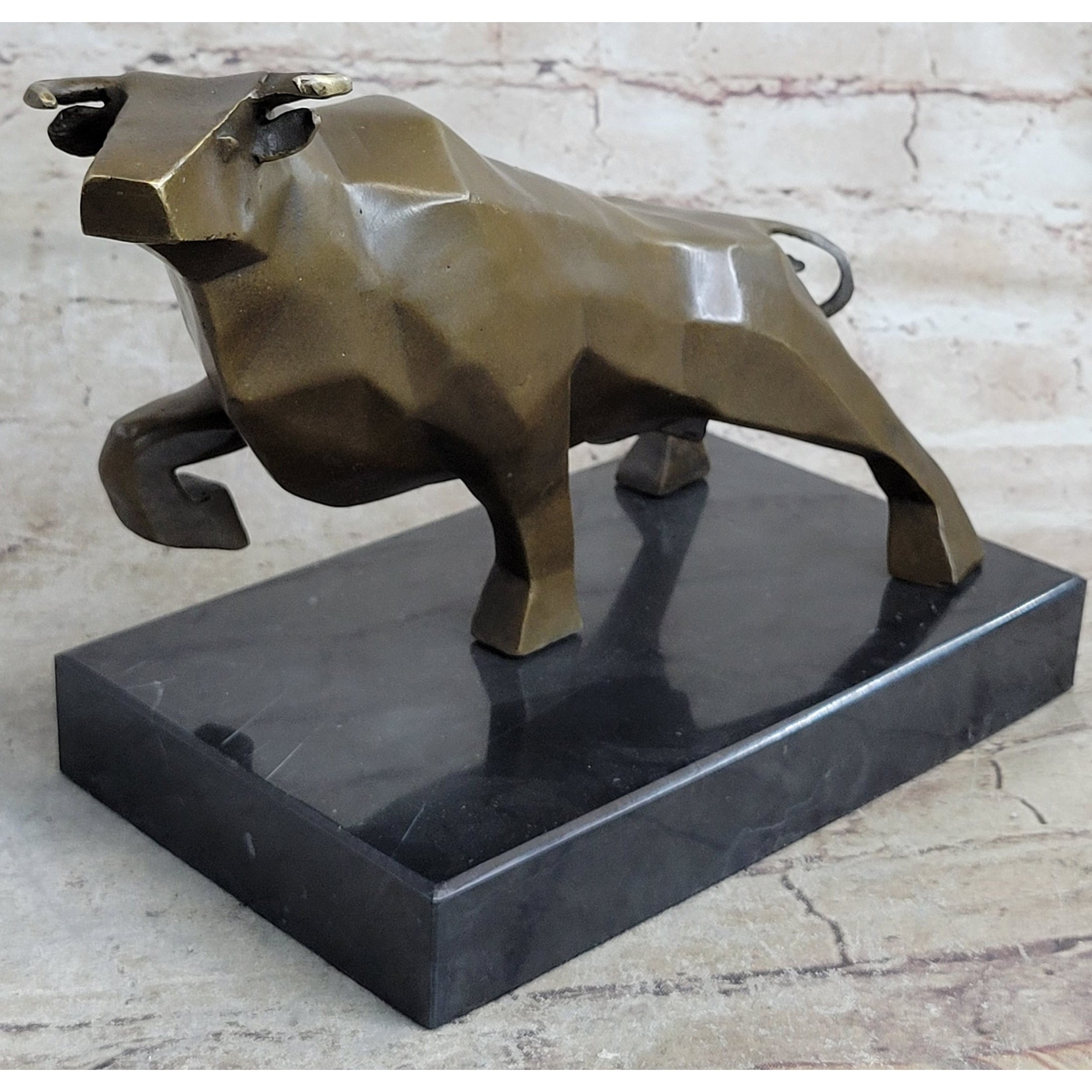 Abstract Geometric Modern Art Bull Sculpture Statue Original Signed Art By Mario Nick