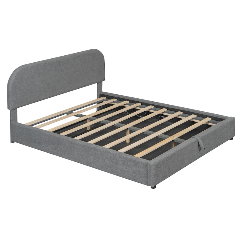 Teddy Fleece Upholstered Platform Bed with Hydraulic Storage