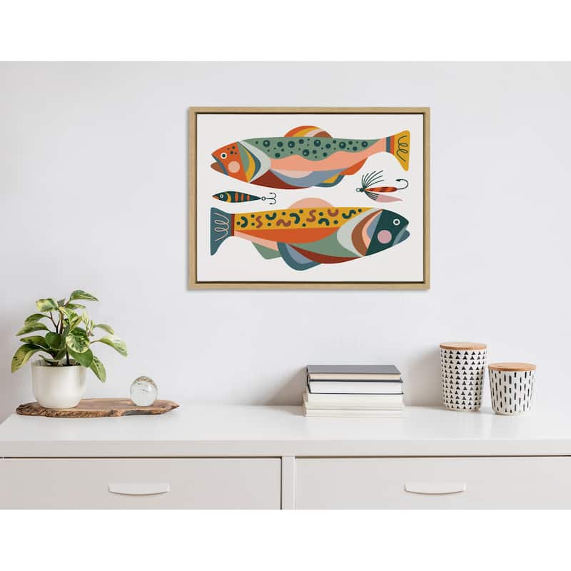 Kate and Laurel Sylvie Gone Fishing Framed Canvas by Rachel Lee