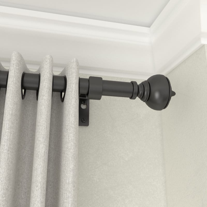 Acroma Black Steel Adjustable Single Elengant Curtain Rod
