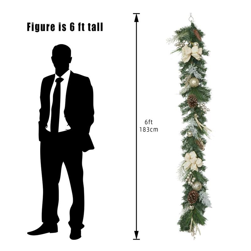 6ft Festive Decor Battery Operated Pre-Lit Christmas Garland - N/A