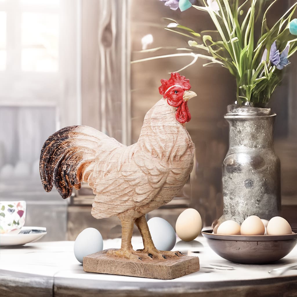 Resin 'Carved' Rooster 10" - 10