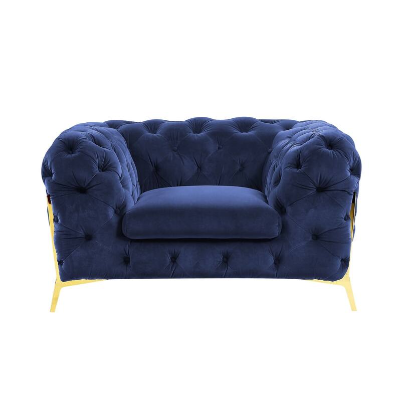 Divani Casa Quincey Transitional Blue Velvet Chair