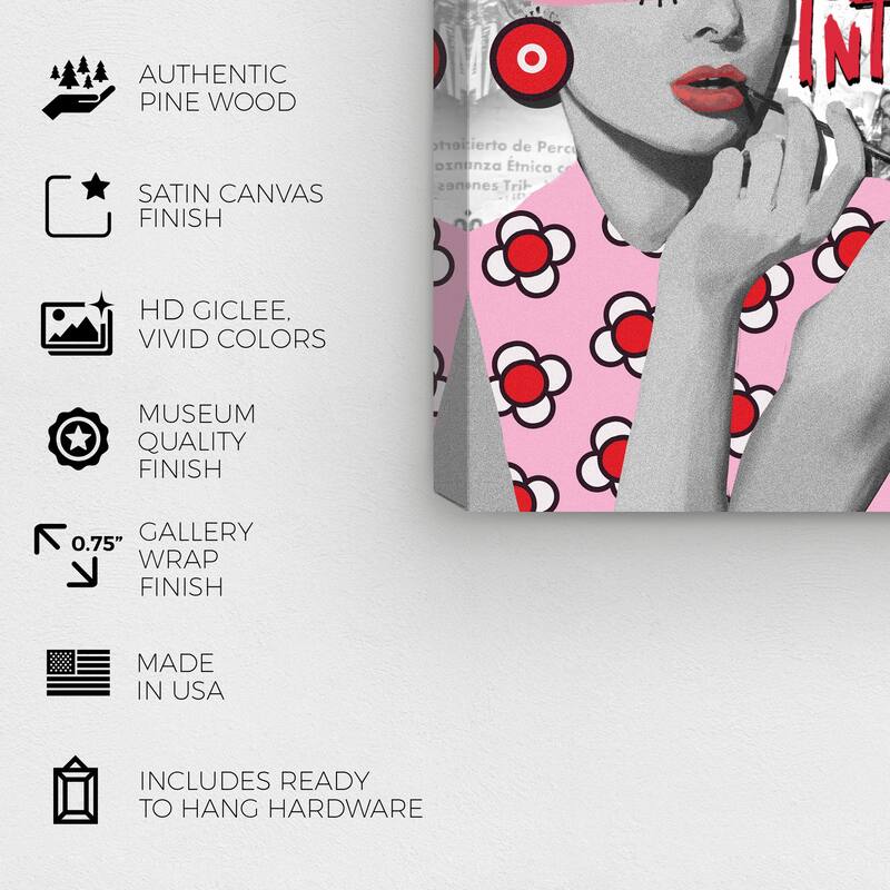 Wynwood Studio Canvas Fashion Happy Girls are the Prettiest Pink and Pastel Pink Modern & Contemporary Wall Art Canvas Print