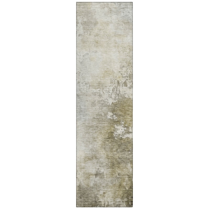 Machine Washable Indoor/ Outdoor Abstract Contemporary Chantille Rug
