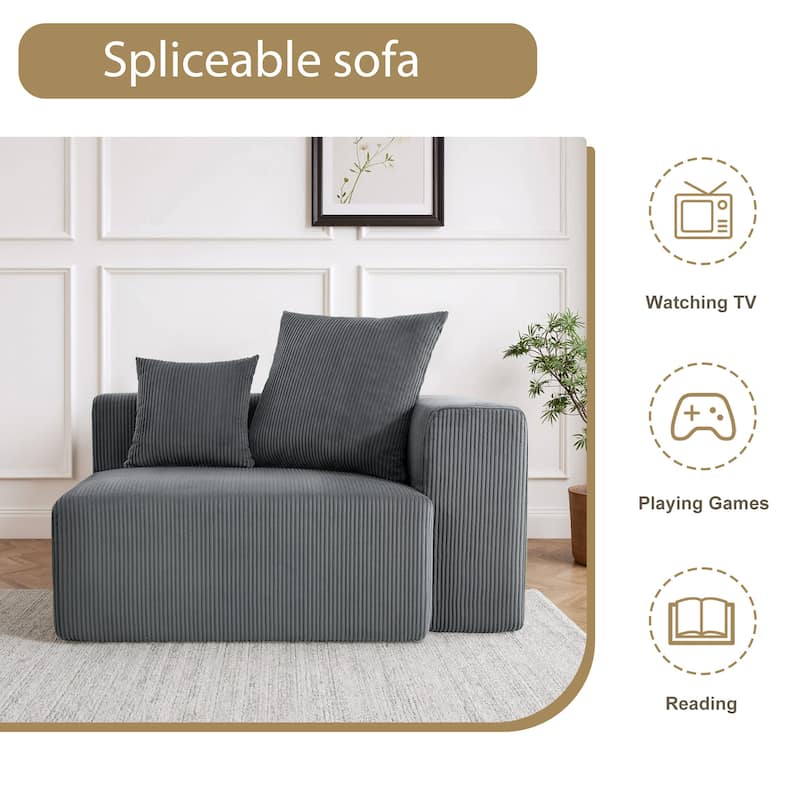 Corduroy Upholstered Modular Sectional Sofa with Ottoman