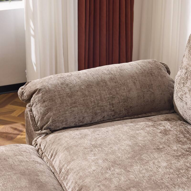 Full KD Double Cushion Chenille Sofa with Ottoman