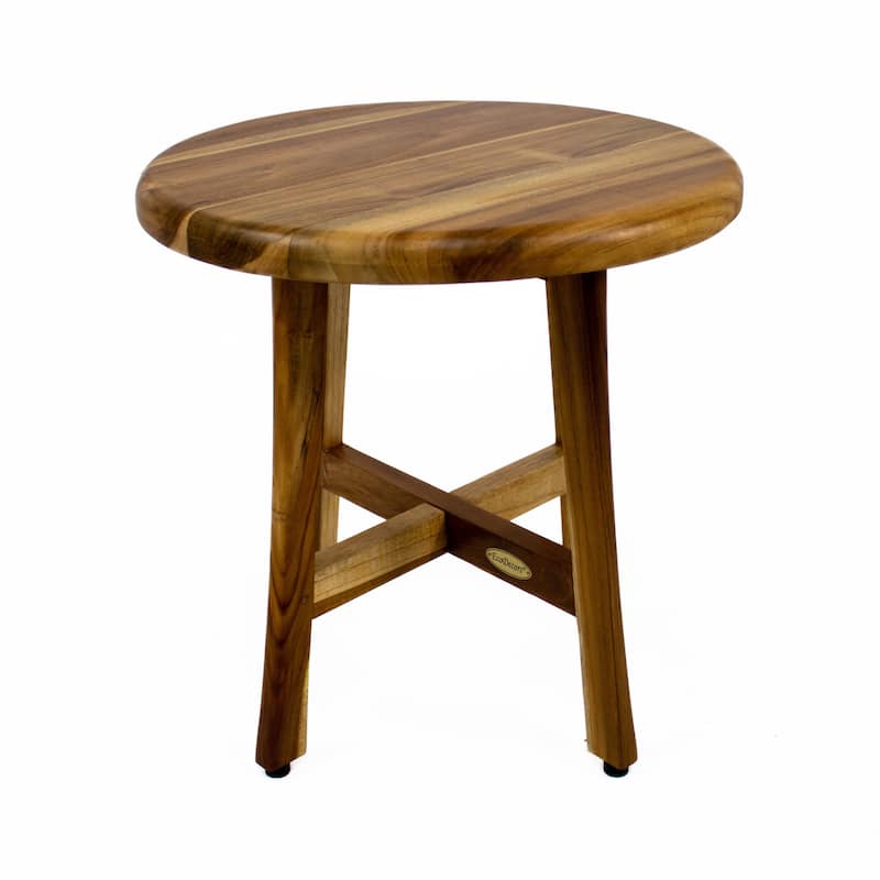 EcoDecors Shoji EarthyTeak 18" Teak Round Shower Stool - 17.5" W x 17.5" D x 18" H