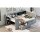 preview thumbnail 4 of 11, Grey Wood Full Size Platform Bed with Desk, Storage Shelves and Upholstered Headboard