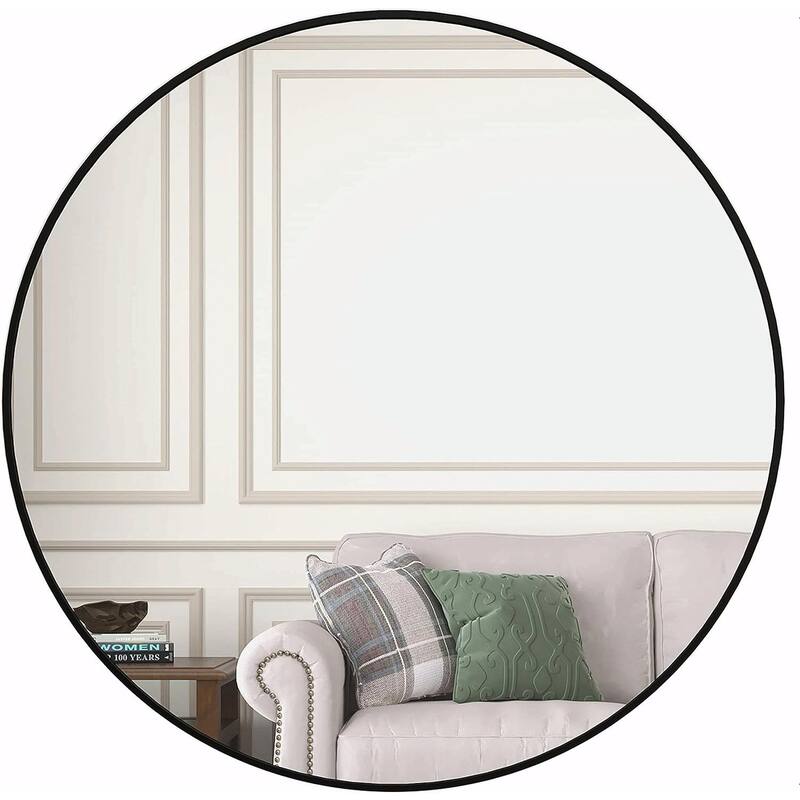 39 Inch Metal Framed Round Bathroom Mirror for Wall