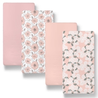 The Peanutshell Cottage Floral Organic Cotton Jersey 4-Pack Bassinet Sheets