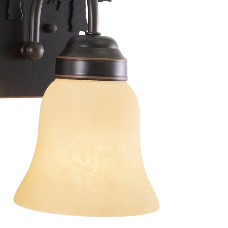 Bozeman 2 Light Bronze Rustic Bear Bathroom Vanity Fixture - 16.75-in W x 13.75-in H x 7.75-in D