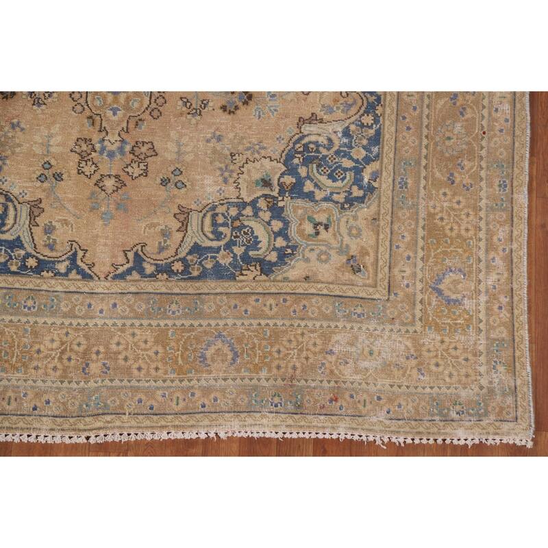 Hand Knotted Oriental 100% Wool Carpet Traditional Floral Oranges & Rust Mashad Area Rug - 9' 5'' X 6' 3''