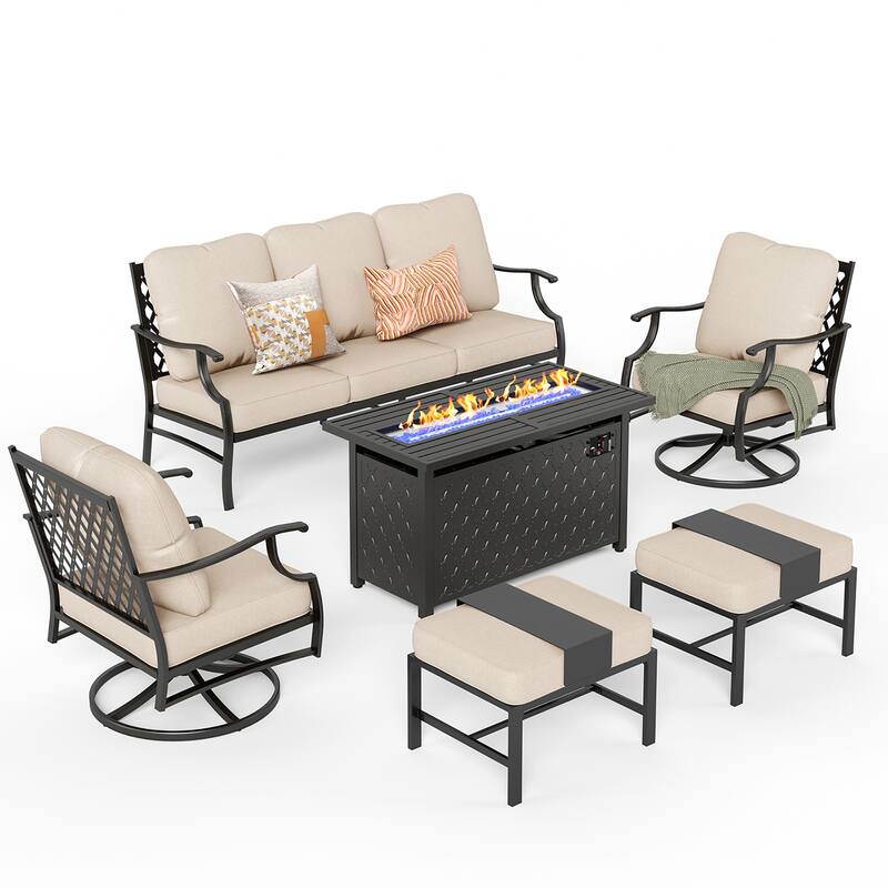 MAISON ARTS Outdoor Sofa Set 4/6-Piece Patio Conversation Set with 45'' Gas Fire Pit Table