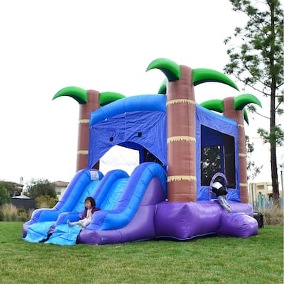 HeroKiddo Enchanted Forest Commercial Grade Inflatable Bounce House & Water Slide Combo (No Blower Included), Kids Outdoor Fun