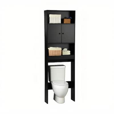 Homy Casa Over-the-Toilet Storage Cabinet Double Doors, Black