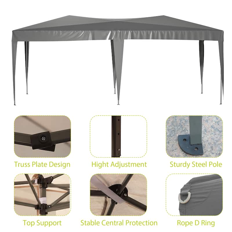 10 ft. x 20 ft. Pop Up Canopy Outdoor Portable Party Wedding Tent with 6 Removable Sidewalls and Carry Bag + 6pcs Weight Bag