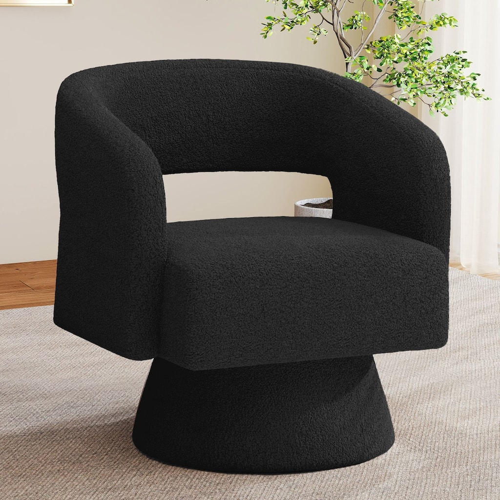 Swivel Accent Chair, Modern Comfy Teddy Barrel Chairs