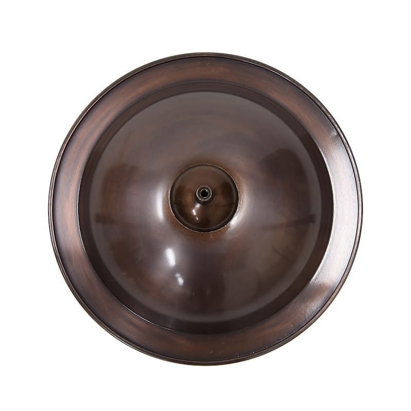 Achla Designs 15"L Round Antique Copper Brass Classic II Birdbath w/ Wrought Iron Over Rail Bracket