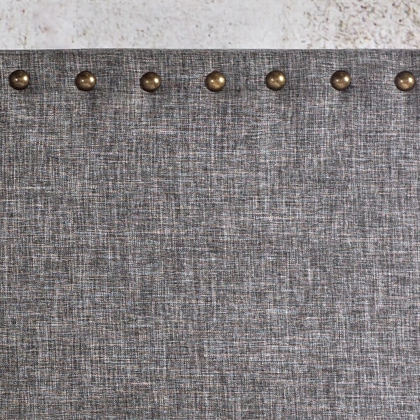 Loto Transitional Ivory Flax Fabric Padded Nailhead Headboard by