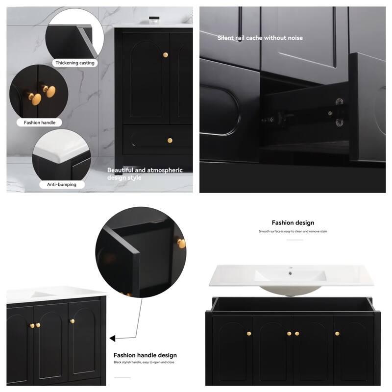 48" Bathroom Vanity with Ceramic Sink Combo, Abundant Storage Cabinet