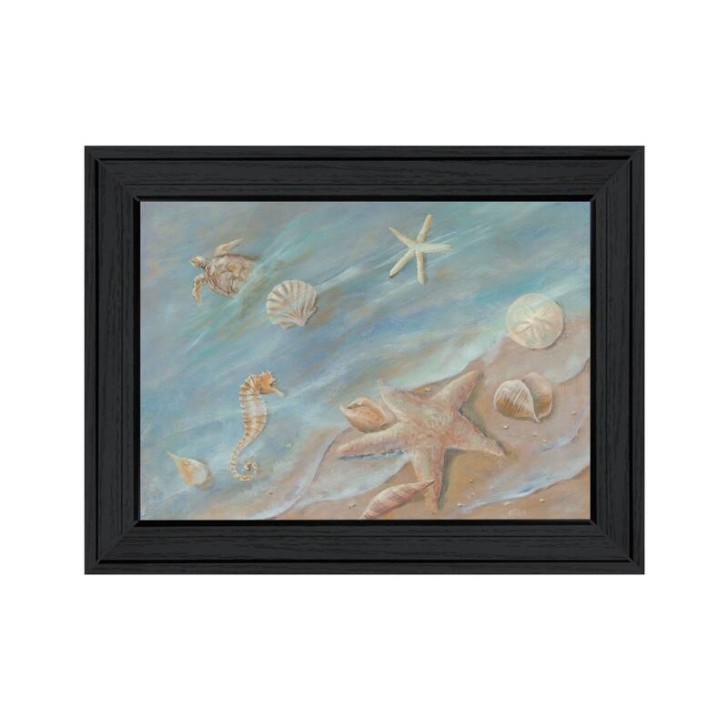 TrendyDecor4U Contemporary "Seashore Star I" Framed Print Wall Art - Charcoal