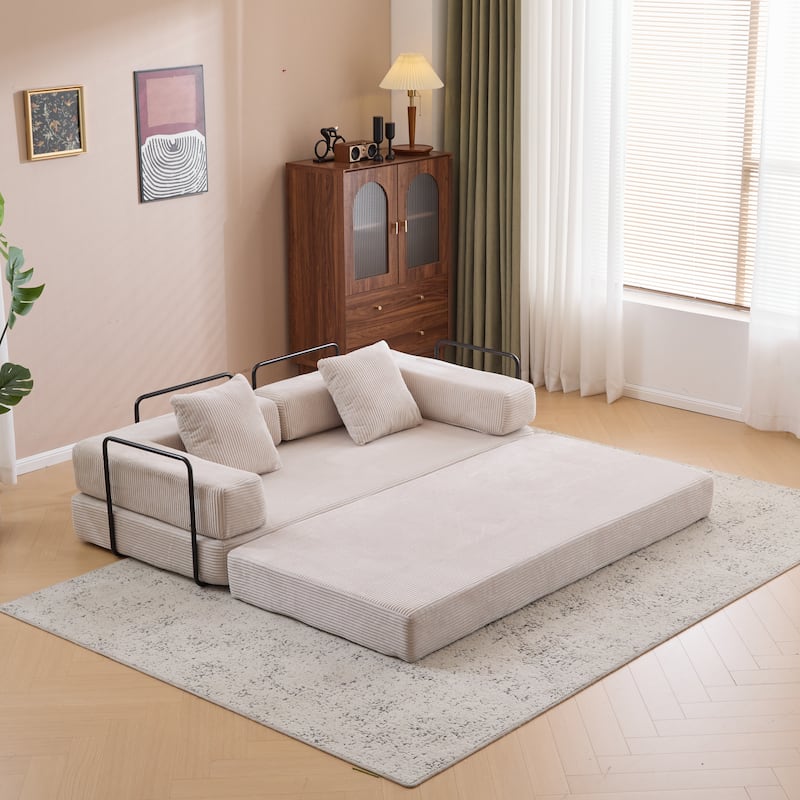 Floor Couch,Compression Sofa,Convertible Floor Sofa Bed-with Pillow Back Support Armrest,Comfy Futon Couch Lounge Sleeper Bed
