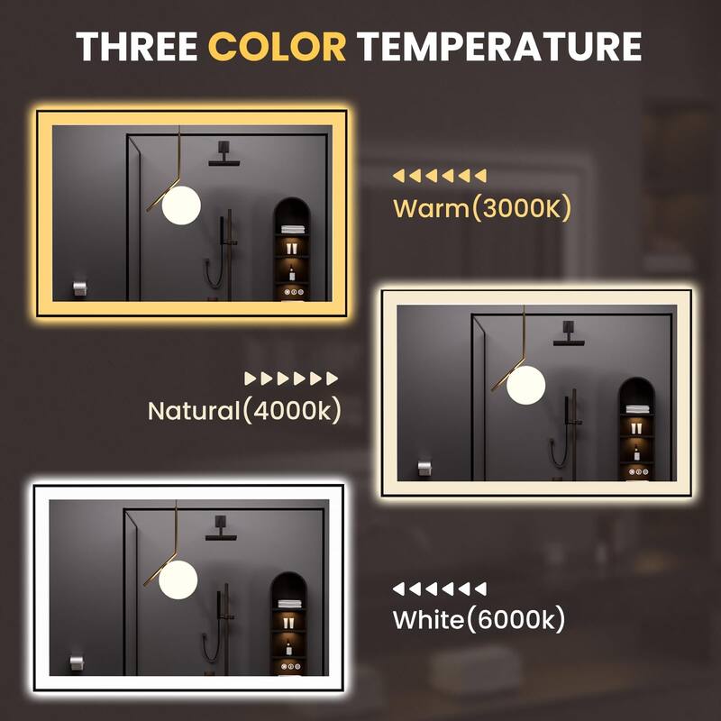 48x32 Inch Frameless LED Bathroom Mirror,Smart Mirror