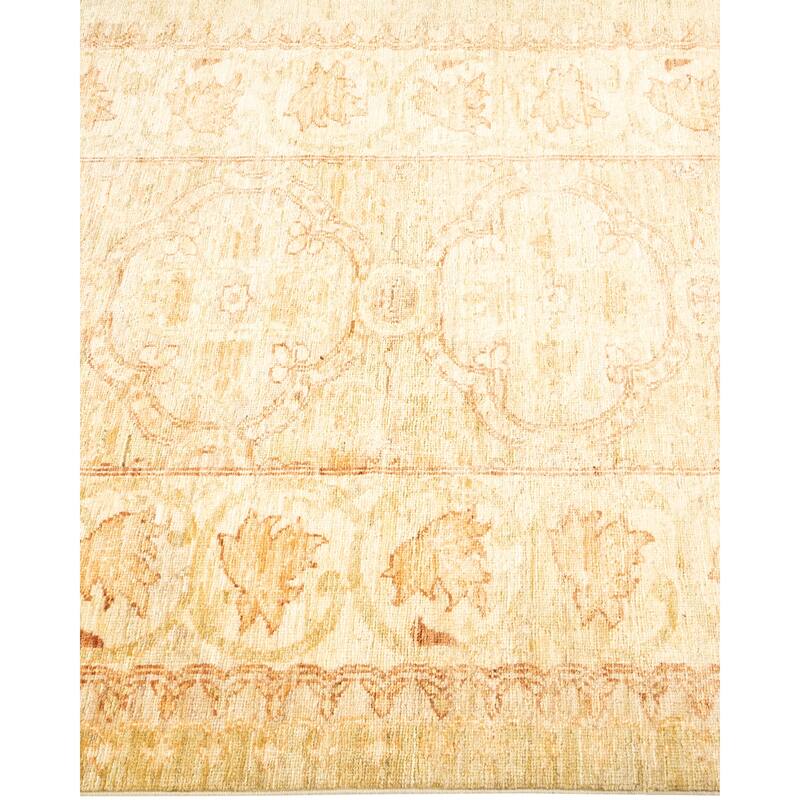 Overton Hand Knotted Wool Vintage Inspired Modern Contemporary Eclectic Ivory Runner Rug