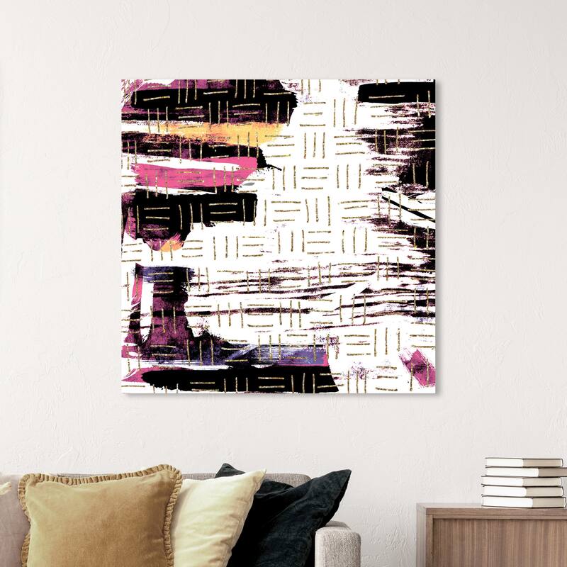 Wynwood Studio Canvas Abstract Cranberry Textile Repetition White and Modern & Contemporary Wall Art Canvas Print - 40 x 40
