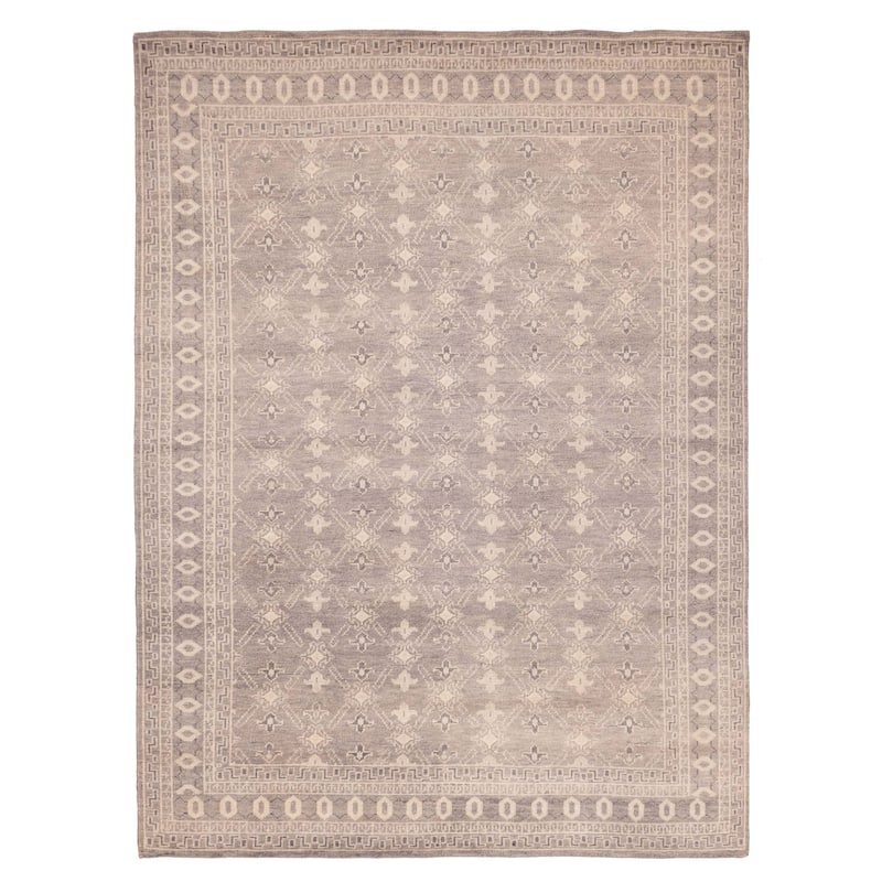 ECARPETGALLERY Hand-knotted Elysian Grey Wool Rug - 9'0 x 12'2