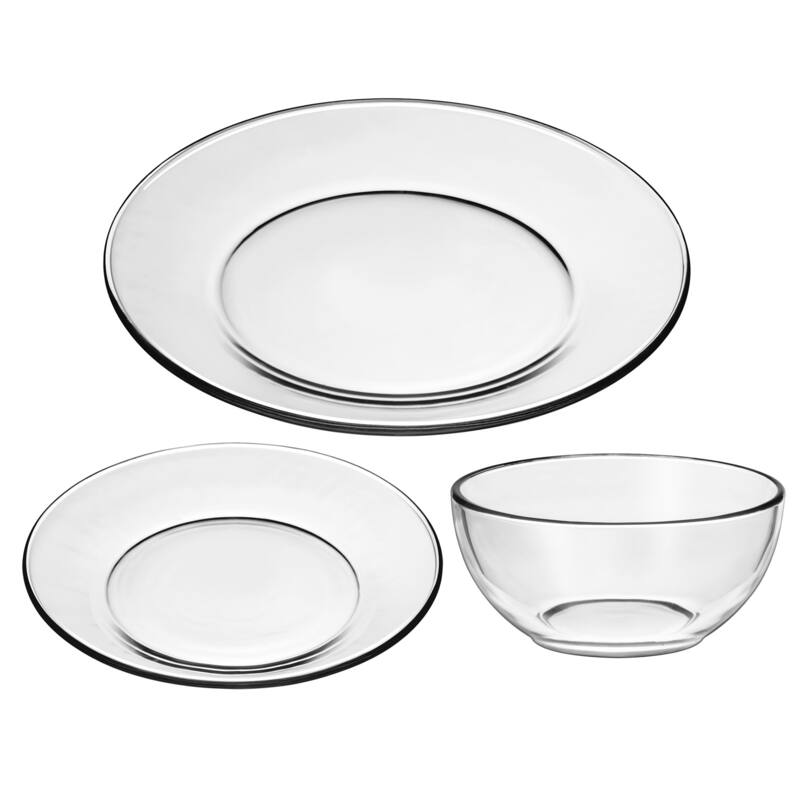 Libbey 12 Piece Round Clear Glass Dinnerware Set - Set of 12