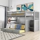 preview thumbnail 90 of 129, Wood Bunk Bed with Shelfs, Storage Staircase and Drawers Grey-2