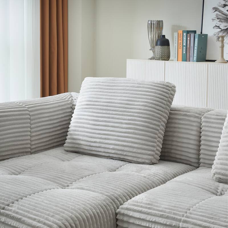 Roomfitters L-Shaped Modular Sectional Sofa with Chaise Lounge, No Assembly Oversized Compressed Couch for Living Room