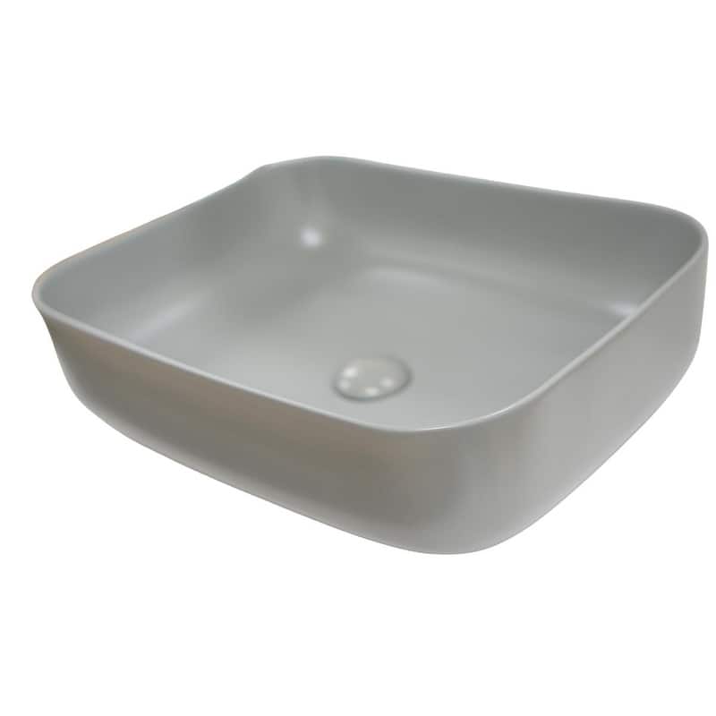 20 Inch Bathroom Rectangular Vessel Sink Above Counter Porcelain Ceramic Top Mount Art Basin With Matching Pop-up Drain