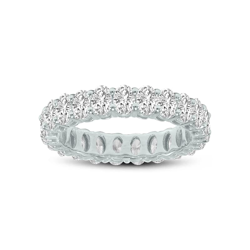 Marquee Jewels Oval Lab Grown Diamond Eternity Band in 14K White Gold (8 Carat TW)