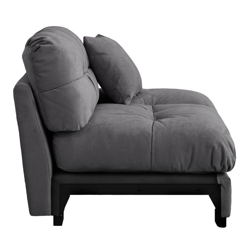 89'' Modern Section Sofa with Arms Velvet Fabric Sofa For Living Room