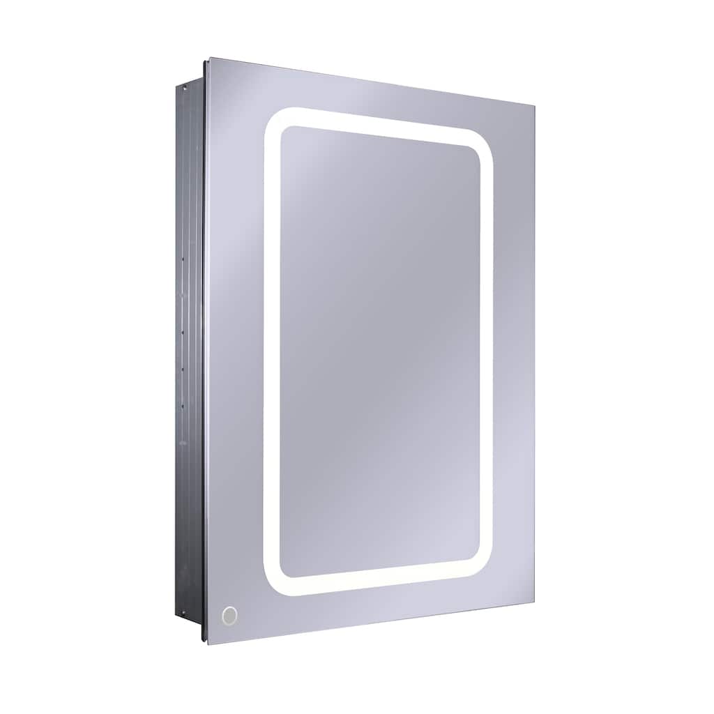 Whitehaus Collection Medicinehaus Recessed Single Door Medicine Cabinet with Outlet and LED Power Dimmer for Light