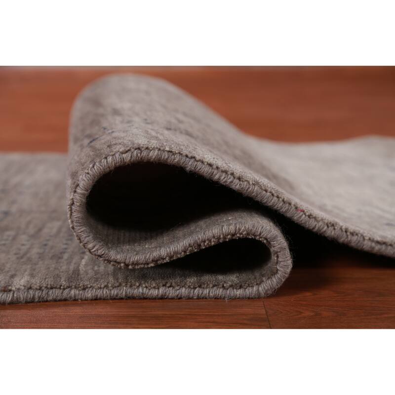 Hand Knotted Oriental 100% Wool Carpet Tribal Tribal Greys & Charcoal Gabbeh Area Rug - 4' 9'' X 2' 7''