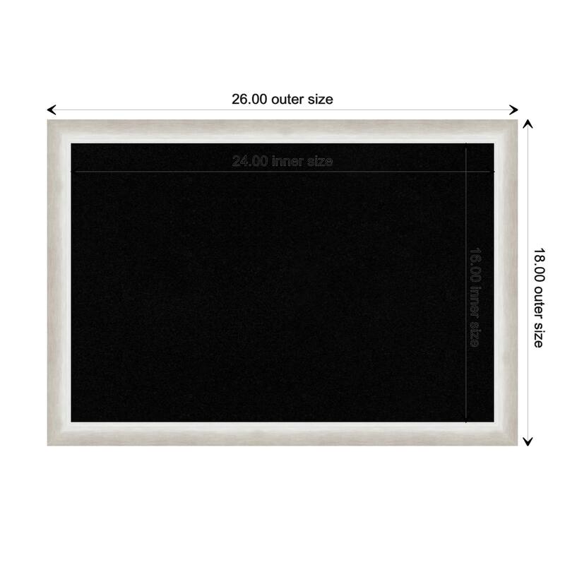 Two Tone Wood Framed Black Corkboard Bulletin Board - Two Tone Silver - Board Size 24x16