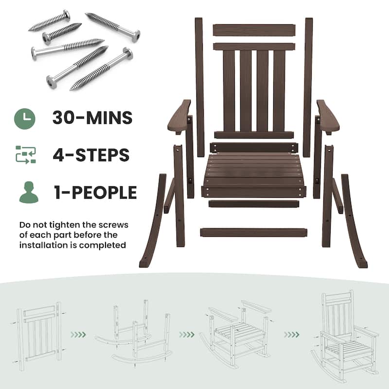 HDPE Outdoor Patio Rocking Plastic Adirondack Chair