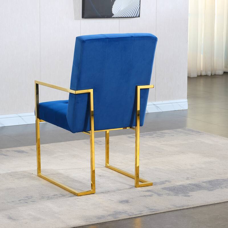 Modern Velvet Kitchen Dining Chair with Cushion, Backrest, Stainless Steel Legs for Dining Room Kitchen Living Room Bedroom
