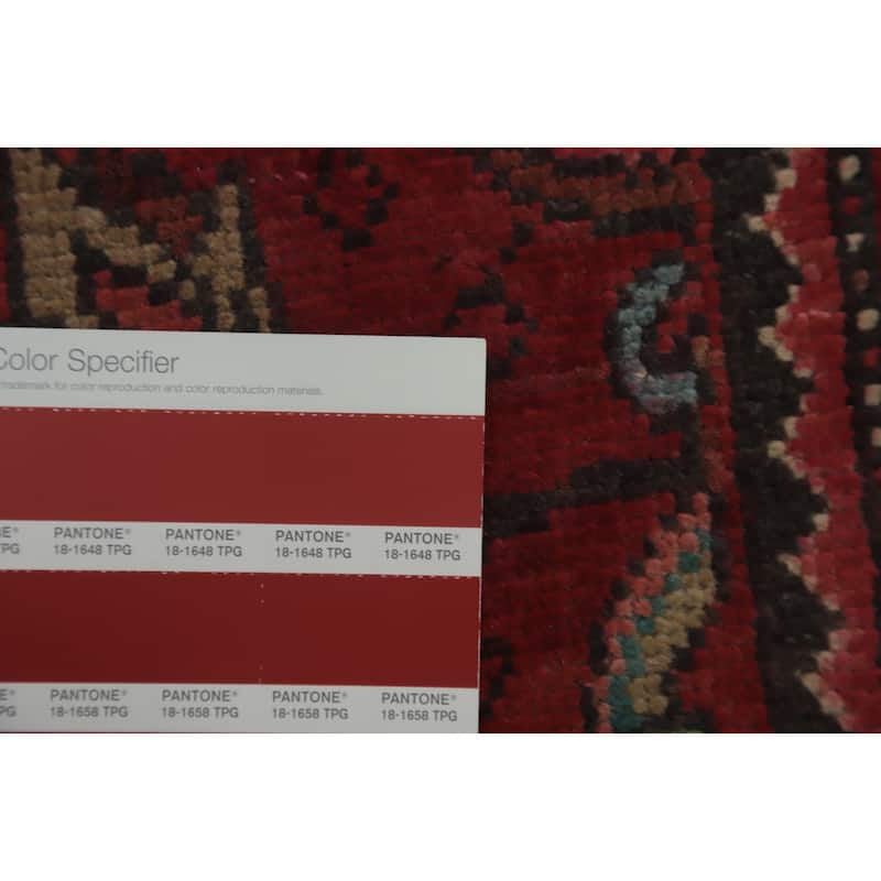 Hand Knotted Oriental 100% Wool Carpet Traditional Floral Red Tabriz Runner Rug - 10' 9'' X 3' 10''
