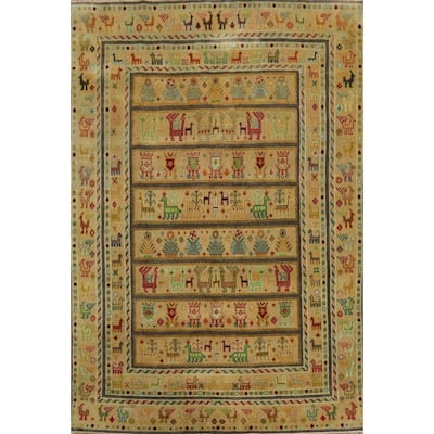 Hand-knotted Traditional Wool Brown Geometric Oriental Area Rug - 9' 9'' X 7' 10''