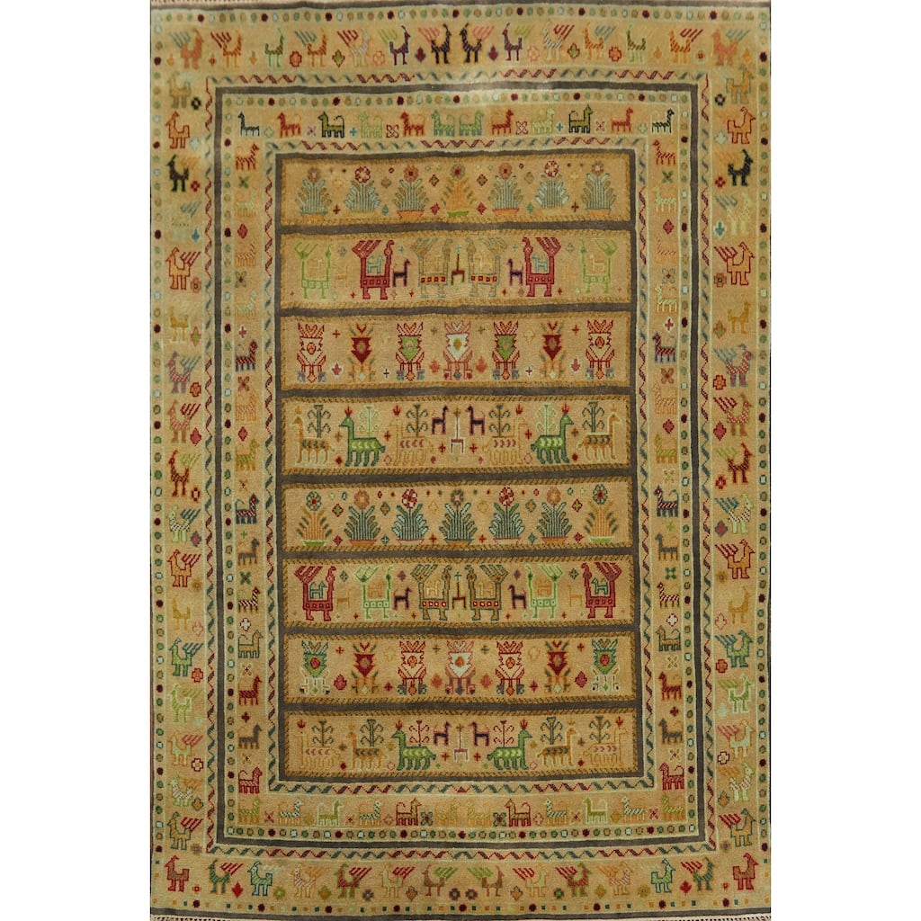 Hand-knotted Traditional Wool Brown Geometric Oriental Area Rug - 9' 9'' X 7' 10''