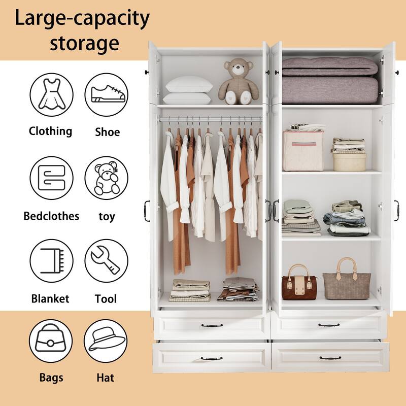 89" Large Wardrobe Armoire Closet High Cabinet Storage