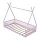 preview thumbnail 21 of 20, Twin Size House Floor Bed with Fence, Wooden House Shaped Montessori Bed with Triangulat Design for Kids