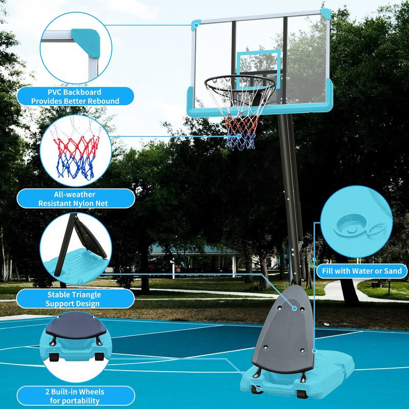 Height Adjustable 7.5 to 10ft Basketball Hoop