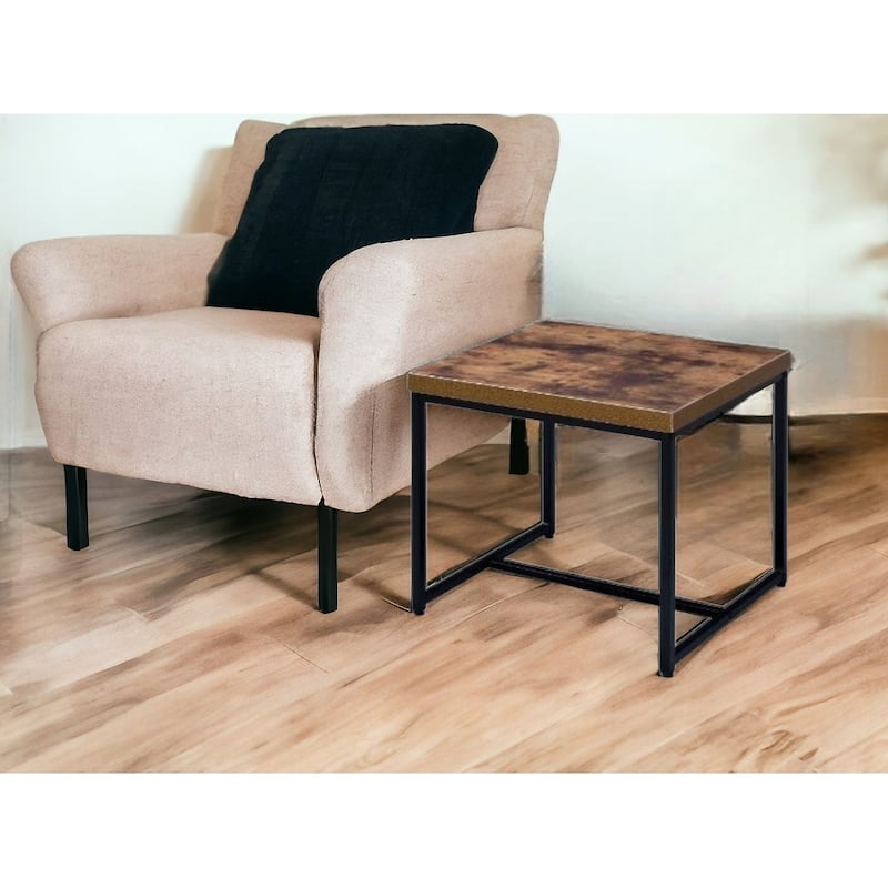 HomeRoots 19" Black And Brown Oak Manufactured Wood And Metal End Table - 22' X '19' X '19 - Brown/Black - Wood
