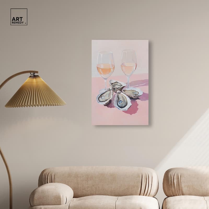 Oysters and Rose Wine Canvas by Art Remedy, Gallery Wrapped